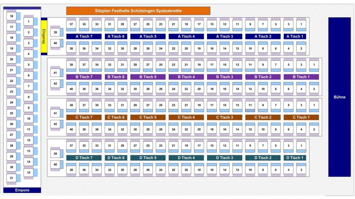Sitzplan im Spatzabrettle - Festhalle Schützingen